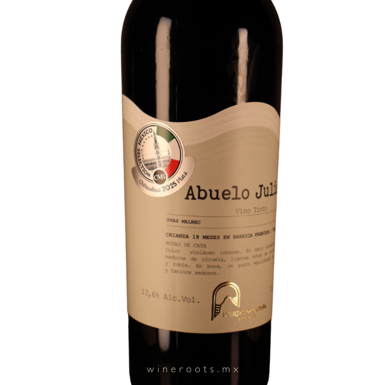 Vino Tinto Abuelo Julián Malbec | Puertas de la Peña | Querétaro | 18 meses de Crianza