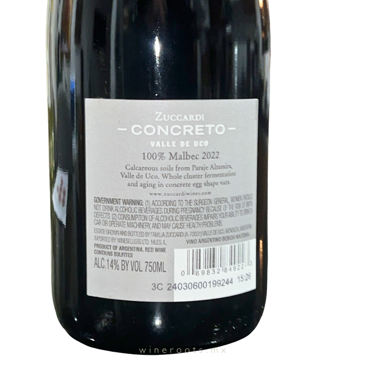 Vino Tinto Zuccardi Concreto Malbec | Valle de Uco, Mendoza | 750 ml