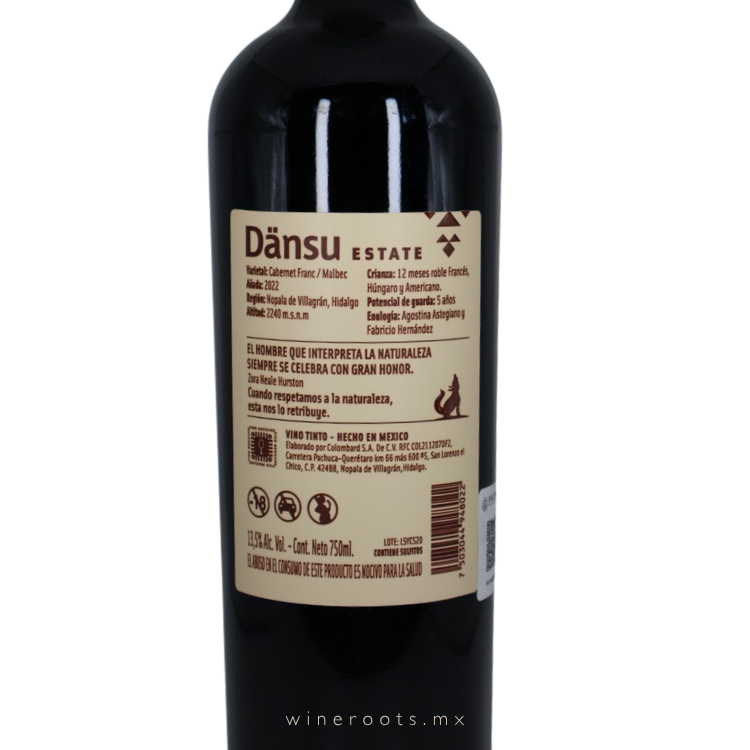 Vino Tinto Dänsu Estate Cabernet Franc - Malbec | Viñedo El Refugio, Hidalgo, México