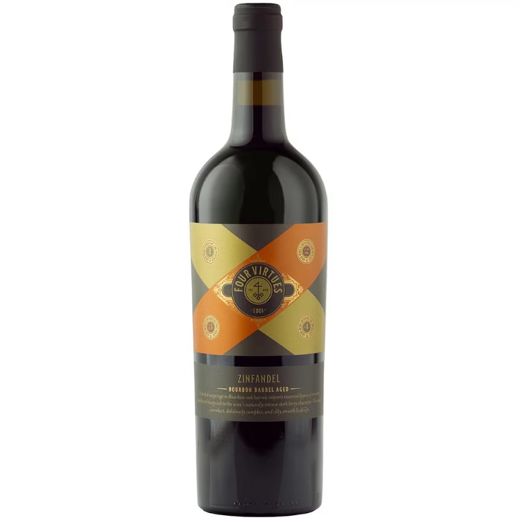 Vino Tinto Four Virtues Zinfandel Bourbon Barrel Aged, Lodi California 750ml