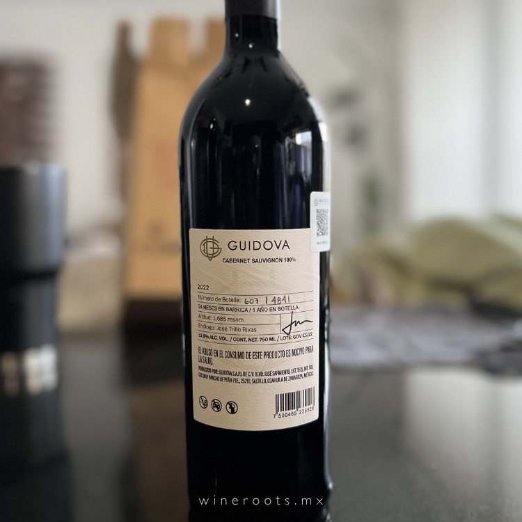 Vino Tinto Guidova Cabernet Sauvignon | Valle de Parras, Coahuila | 750 ml