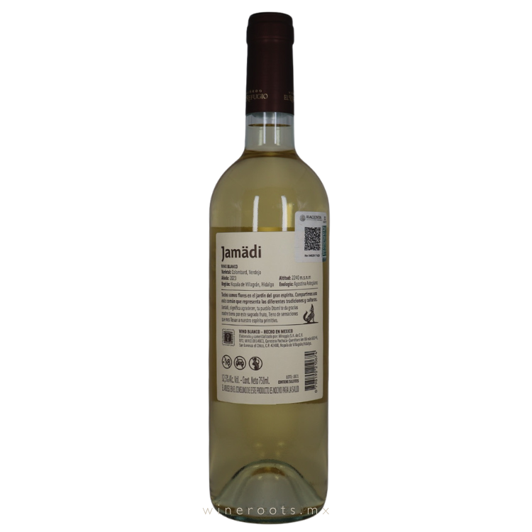 Vino Blanco Jamädi Colombard - Verdejo 2023 | Viñedo El Refugio, Hidalgo, México
