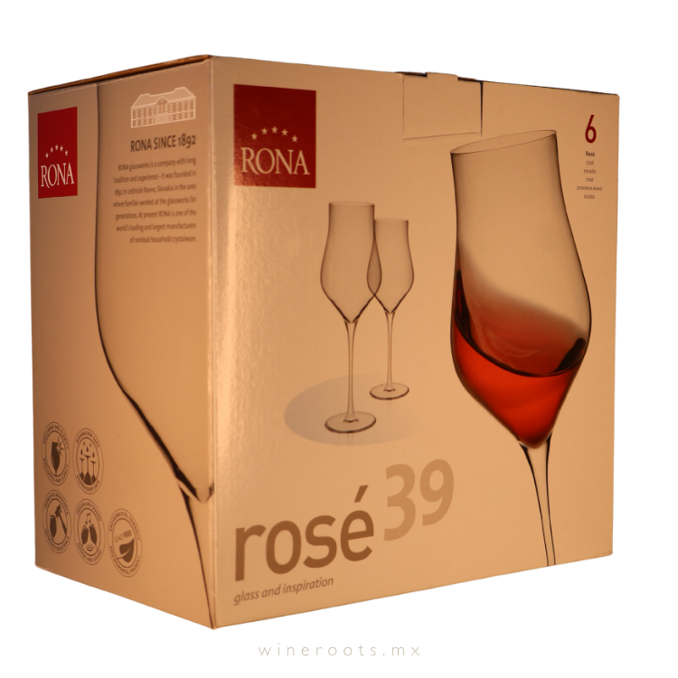 Set de 6 Copas para Vino Rosado RONA – Cristal Eslovaco 310 ml