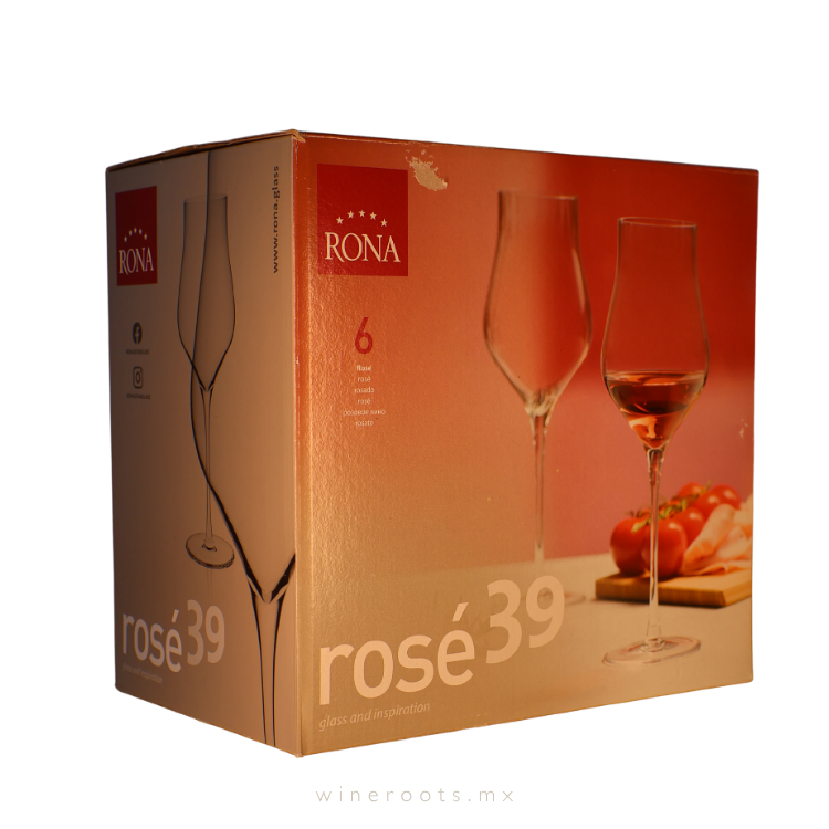 Set de 6 Copas para Vino Rosado RONA – Cristal Eslovaco 310 ml
