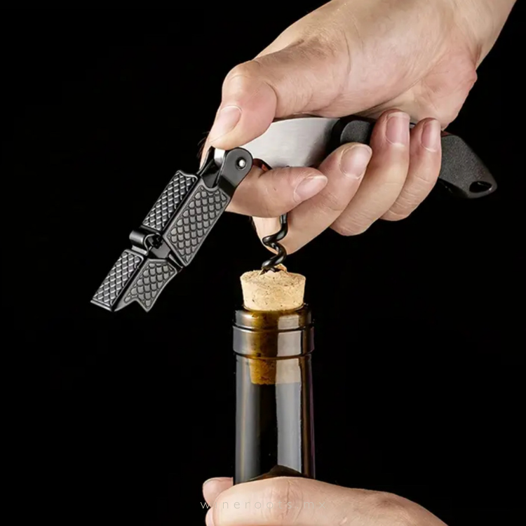 Sacacorchos Profesional de Doble Impulso con Funda de Cuero
