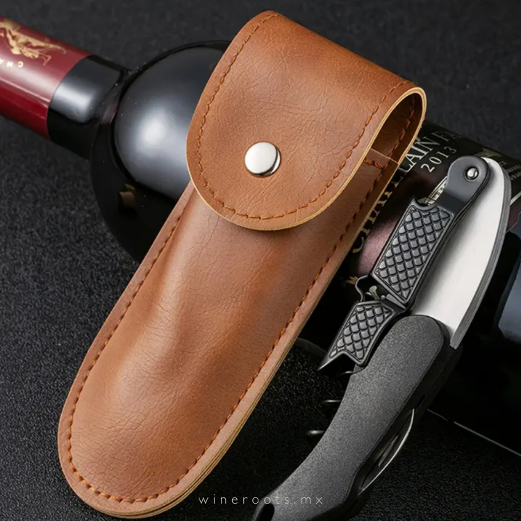 Sacacorchos Profesional de Doble Impulso con Funda de Cuero