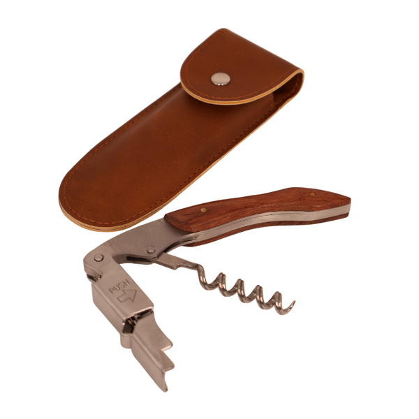 Sacacorchos Sommelier de Dos Tiempos con Mango de Madera y Estuche