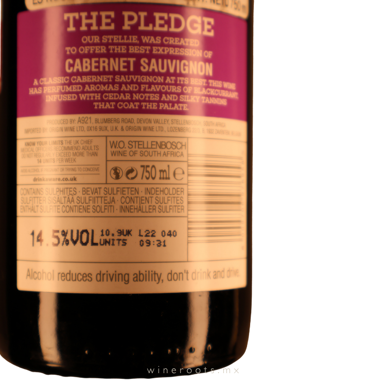 Vino Tinto Le Grand Domaine The Pledge Cabernet Sauvignon | Stellenbosch, Sudáfrica | 750 ml