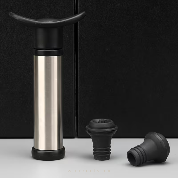 Tapón de Vino de Acero Inoxidable con Bomba de Vacío y Sello de Conservación Hermético