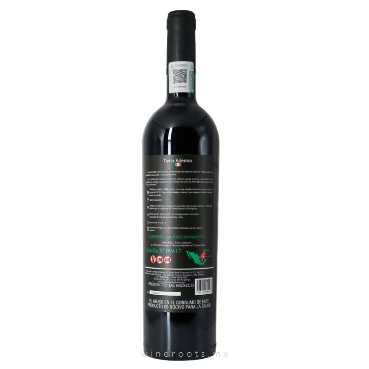 Vino Tinto Tierra Adentro Malbec 2019 | Zacatecas, México | 12 meses de barrica
