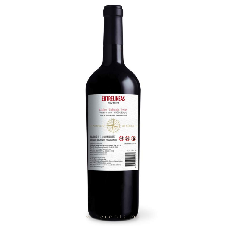 Vino Tinto Entrelíneas Reserva 2023 | Malbec, Syrah y Nebbiolo | Vinícola Santa Elena, Aguascalientes