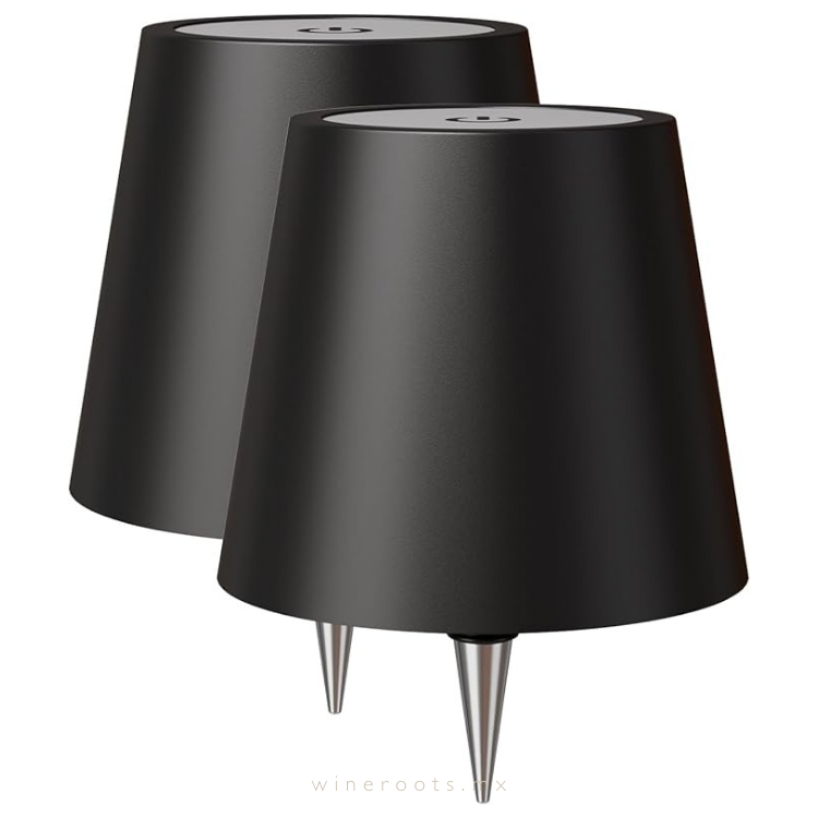 Set de 2 Lámparas LED Inalámbricas para Botellas - Recargables, Control Táctil y 3 Tonos de Luz - Negro Elegante