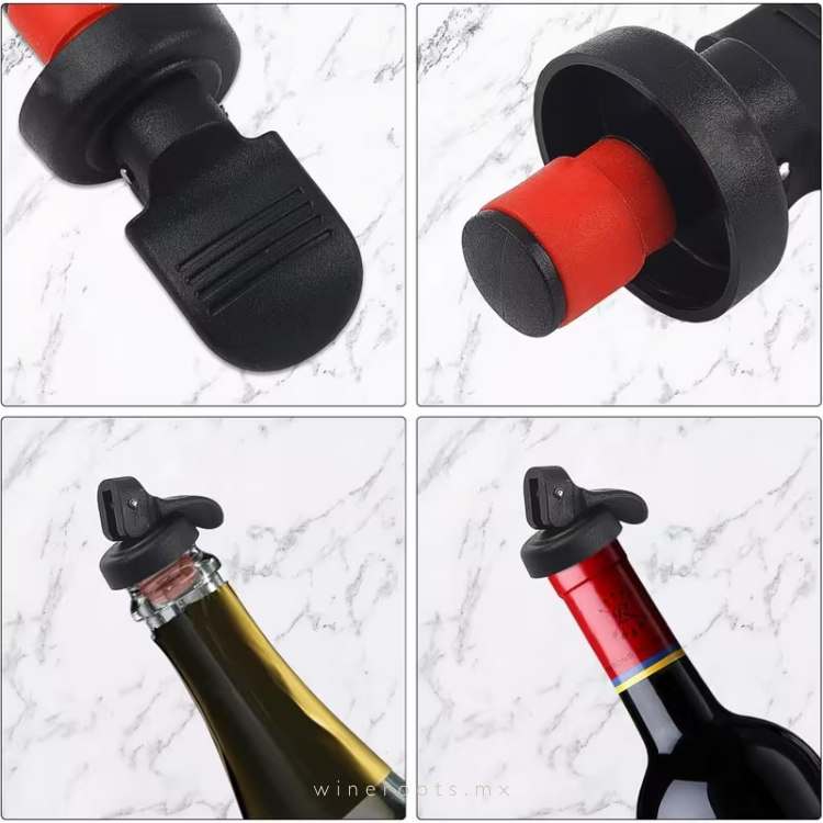 Set de 2 Tapones Herméticos Reutilizables para Botellas de Vino y Espumosos