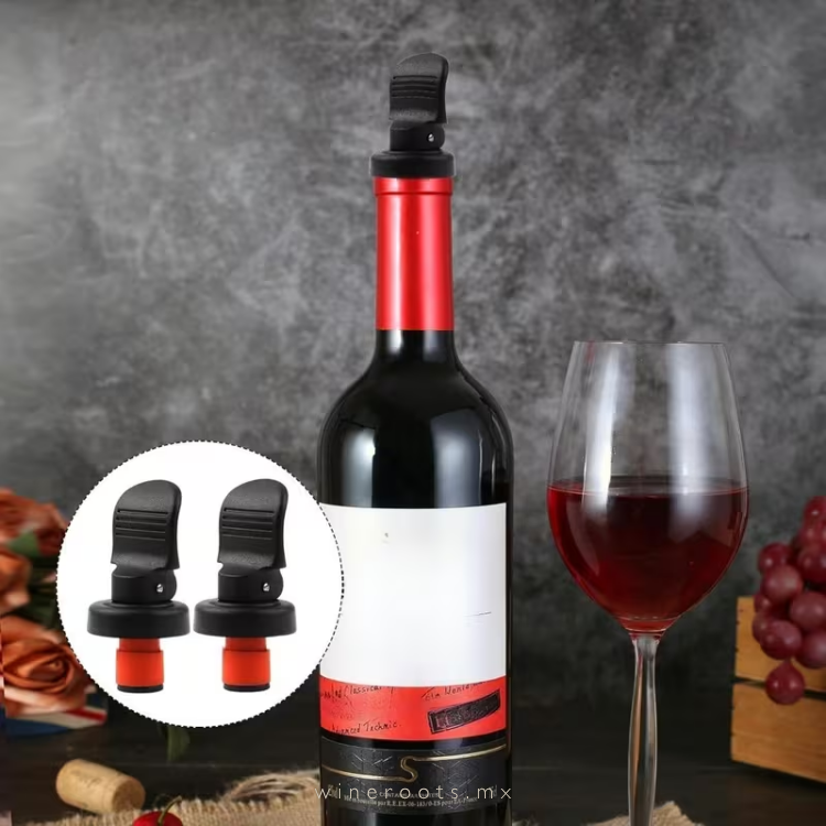 Set de 2 Tapones Herméticos Reutilizables para Botellas de Vino y Espumosos